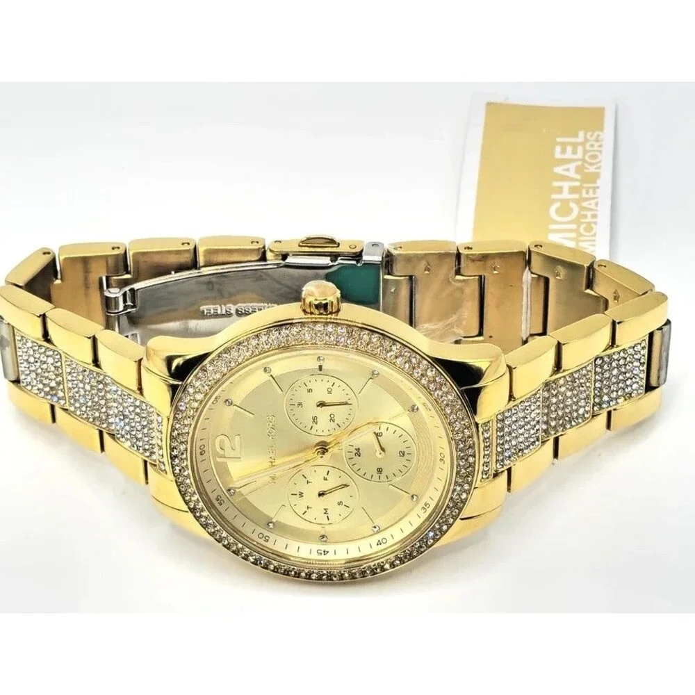 Michael Kors MK7292 Women's Gold-Tone Crystal Chronograph Watch 40mm